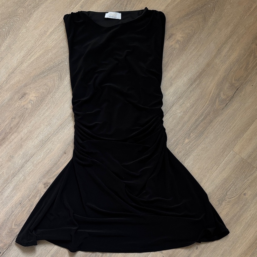 Black Ruched Mini Dress - Women